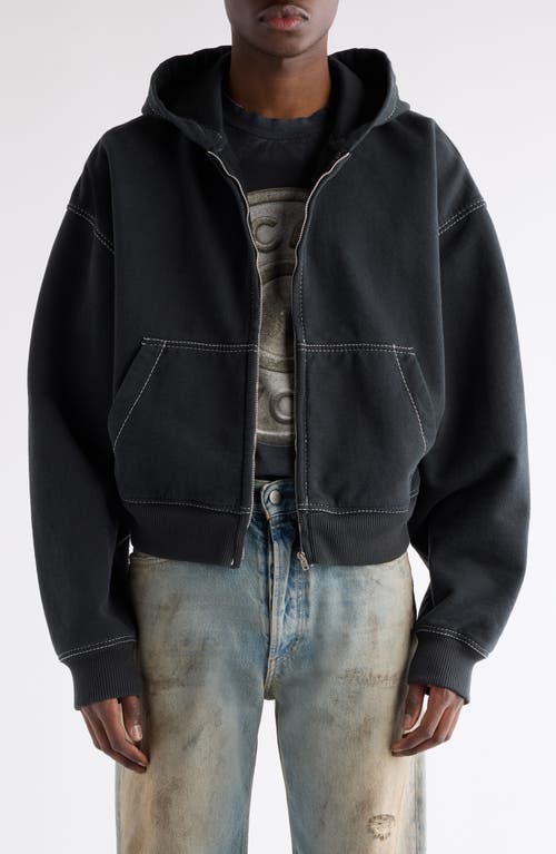 Acne Studios Foscar U Autograph Logo Embroidered Zip Hoodie In Black