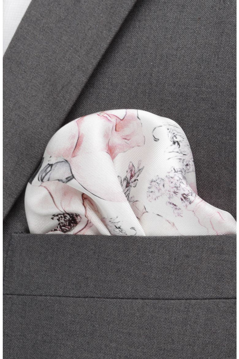 Floral Silk Tie & Pocket Square, Alternate, color, GRAY
