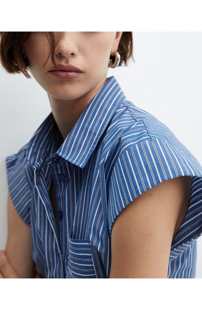 MANGO Stripe Cap Sleeve Shirtdress, Alternate, color, 