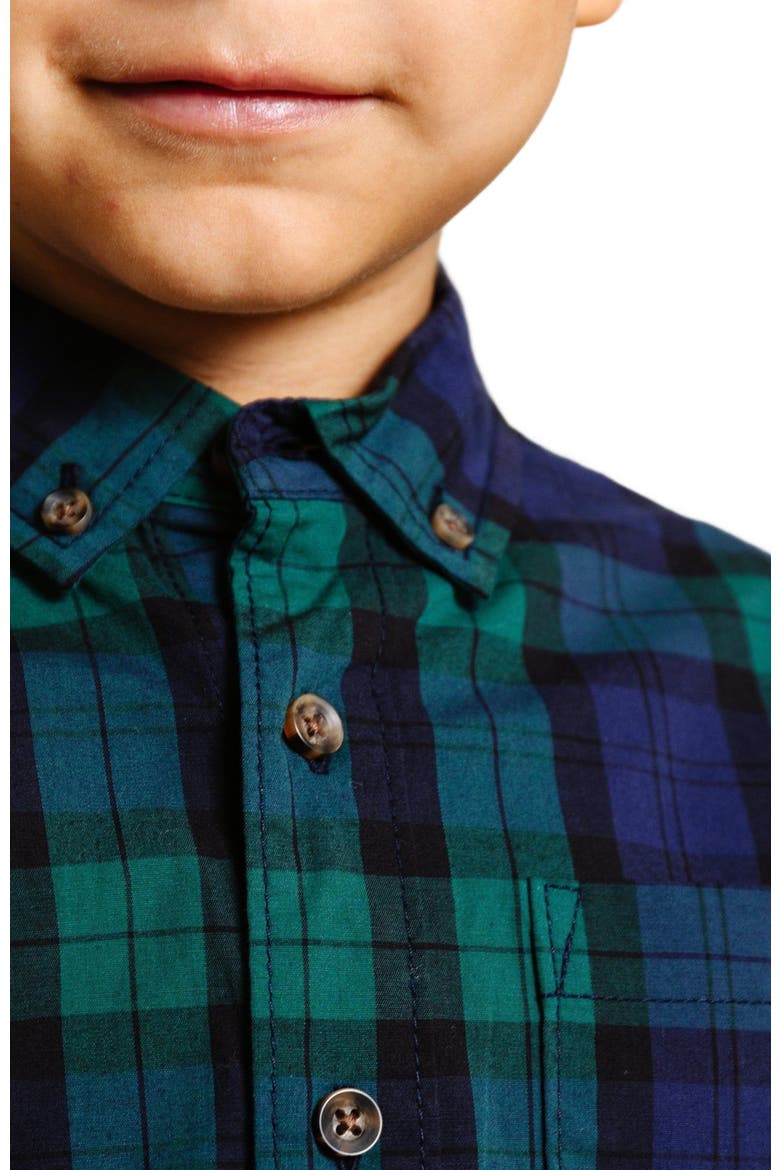 Boys' Organic Stretch Poplin Shirt, Kids, Alternate, color, Black Watch Tartan