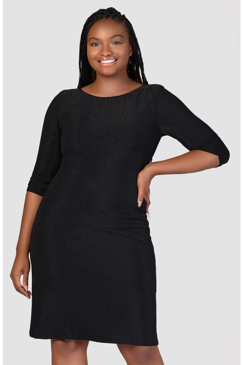 Shimmer Knit Body-Con Dress, Alternate, color, BLACK