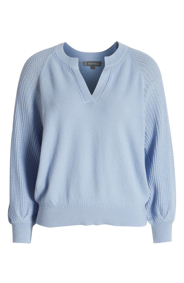 Wit & Wisdom V-Notch Sweater, Alternate, color, Blue Crush