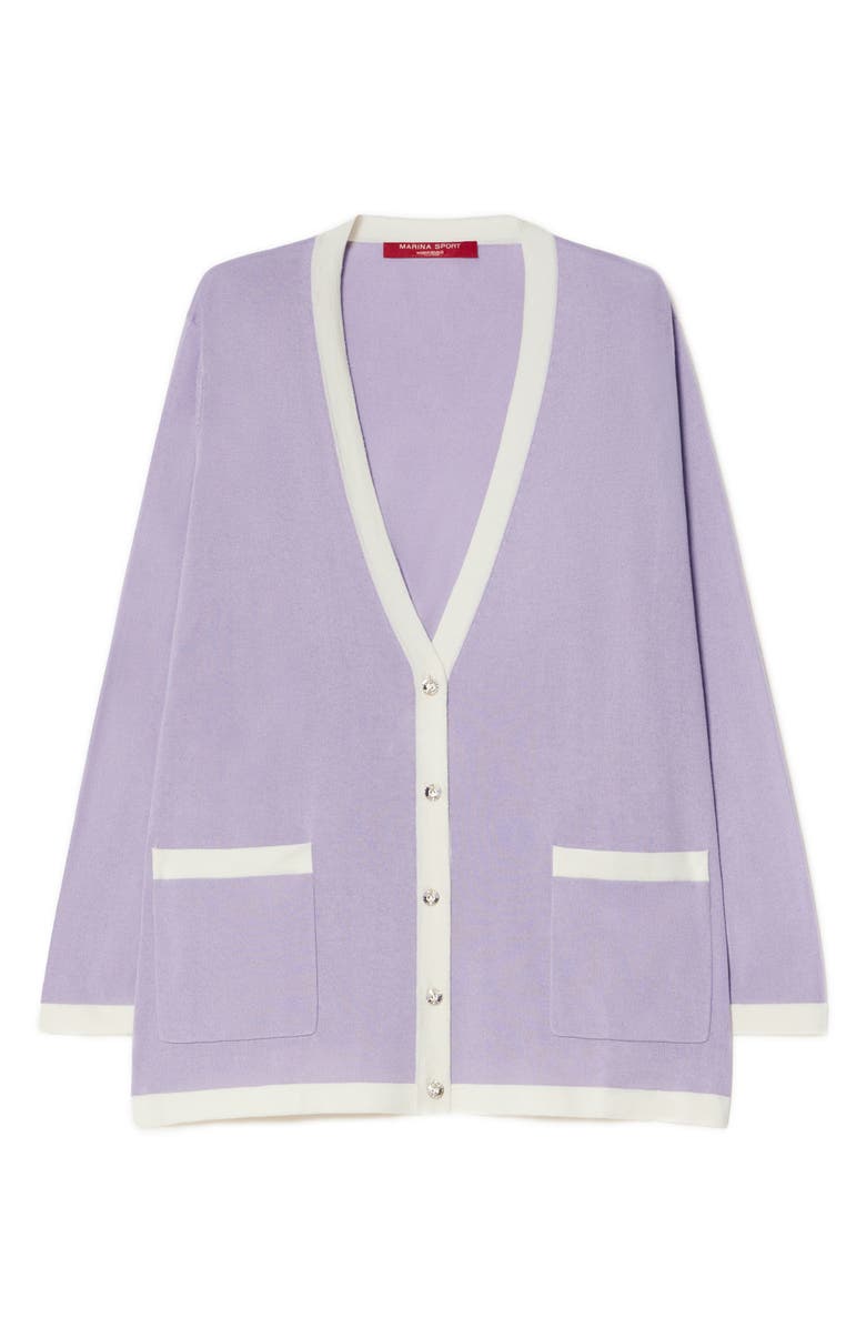 Marina Rinaldi Mrs. Ottimo Silk & Cashmere Cardigan, Alternate, color, Lilac