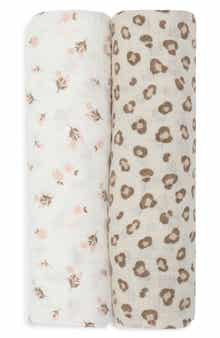 2-Pack Leopard Cotton Muslin Swaddle Blankets