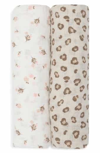 2-Pack Leopard Cotton Muslin Swaddle Blankets