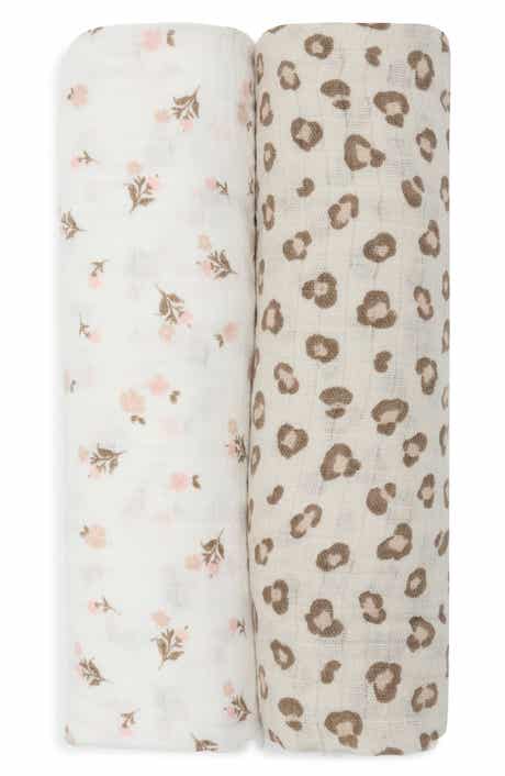 2-Pack Leopard Cotton Muslin Swaddle Blankets