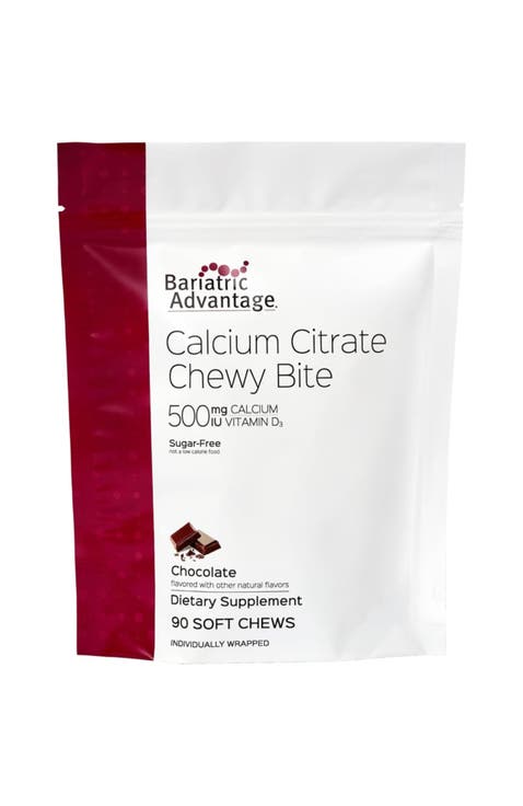 Calcium Citrate Chewy Bites 500 mg Highly Absorbable Vitamin D3 Supplement 90 Count