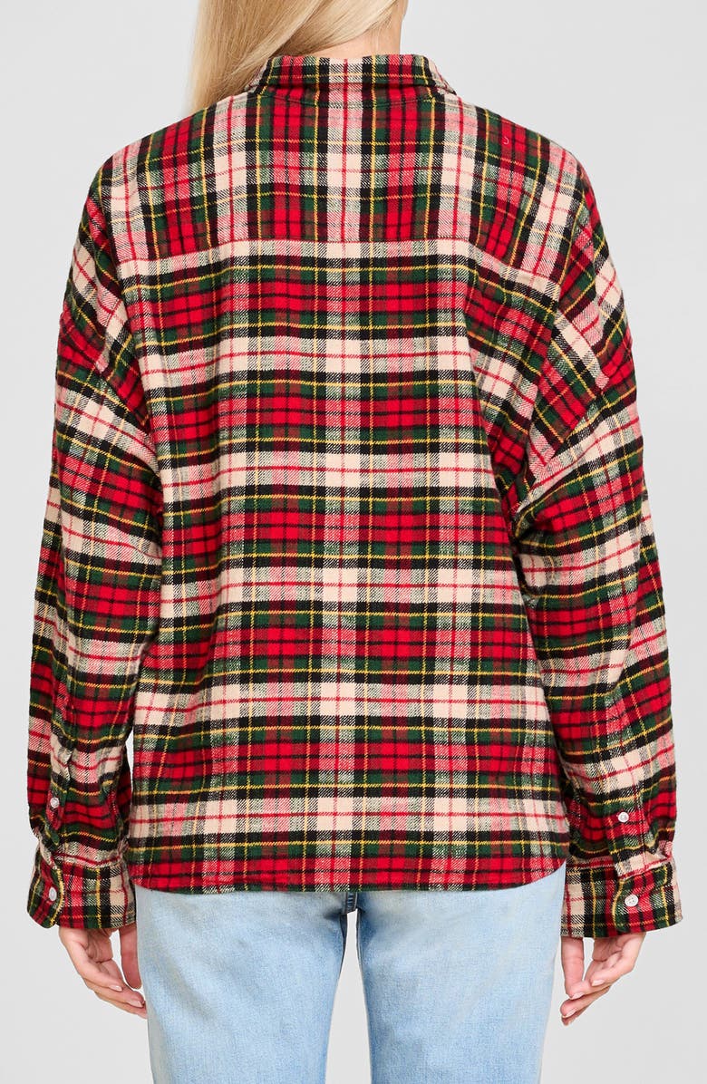 DENIMIST Plaid Flannel Cropped Shirt, Alternate, color, Red/ Green Plaid