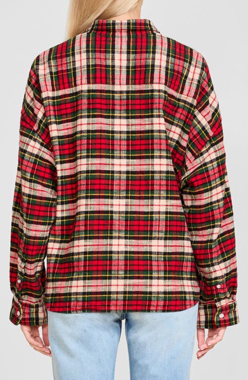 Denimist Plaid Flannel Cropped Shirt In Red