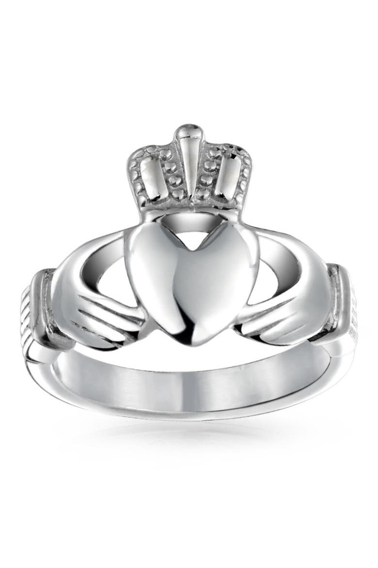 BFF Stainless Steel Celtic Irish Claddagh Ring, Alternate, color, SILVER