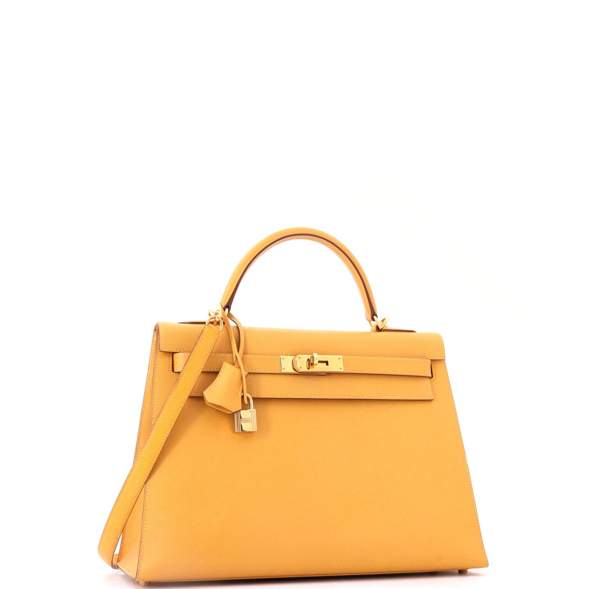 Kelly Handbag Yellow Courchevel with Gold Hardware 32, Alternate, color, Soleil