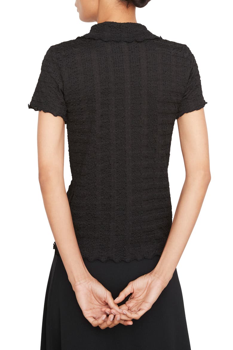 Puckered Button-Up Shirt, Alternate, color, BLACK