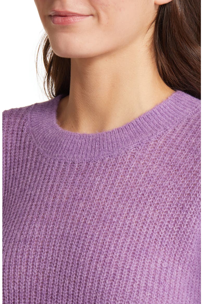 Ribbed Crewneck Sweater, Alternate, color, HEATHER AMETHYST