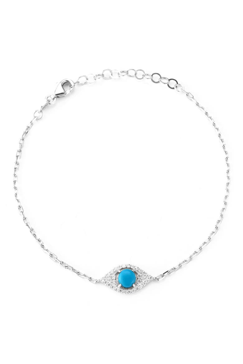 CZ Evil Eye Chain Bracelet, Main, color, SILVER