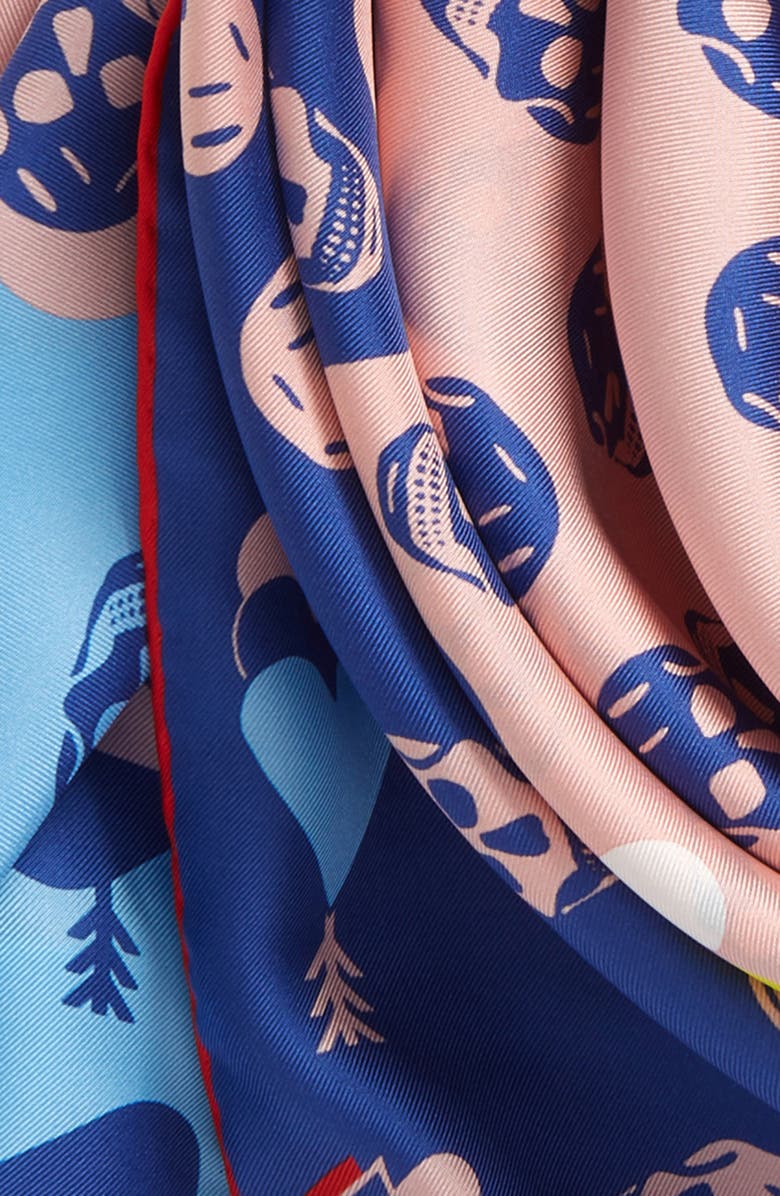 McQueen Alexander McQueen Skull & Heart Print Silk Biker Scarf, Alternate, color, 