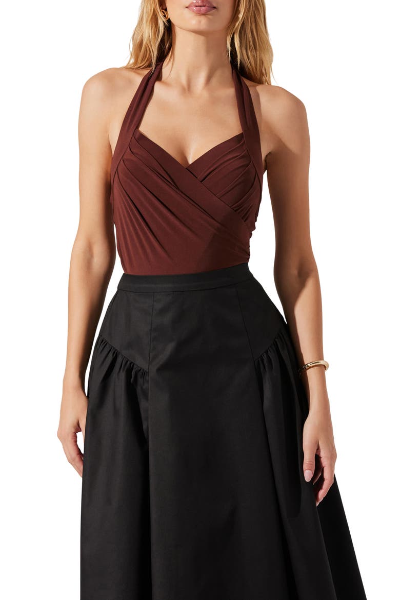 Dyanna Halter Bodysuit, Main, color, CHOCOLATE BROWN
