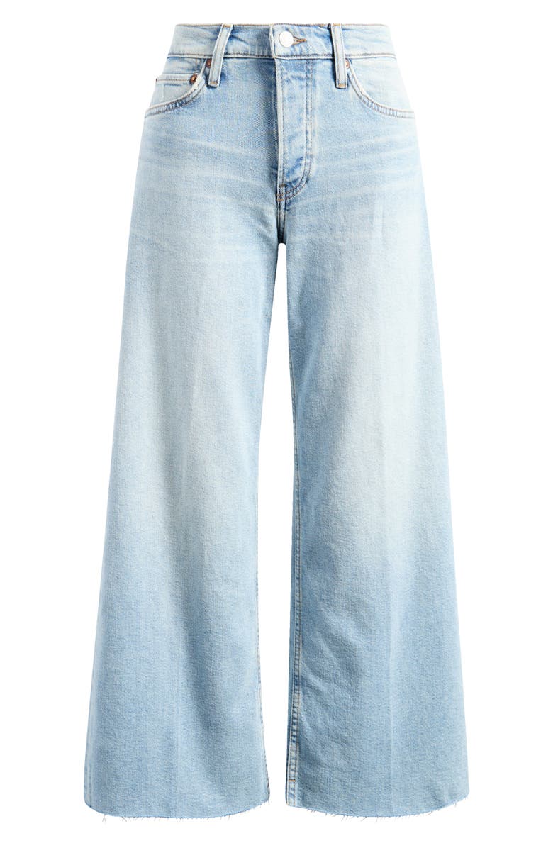 Re/Done High Waist Raw Hem Wide Leg Crop Jeans, Alternate, color, Undertow