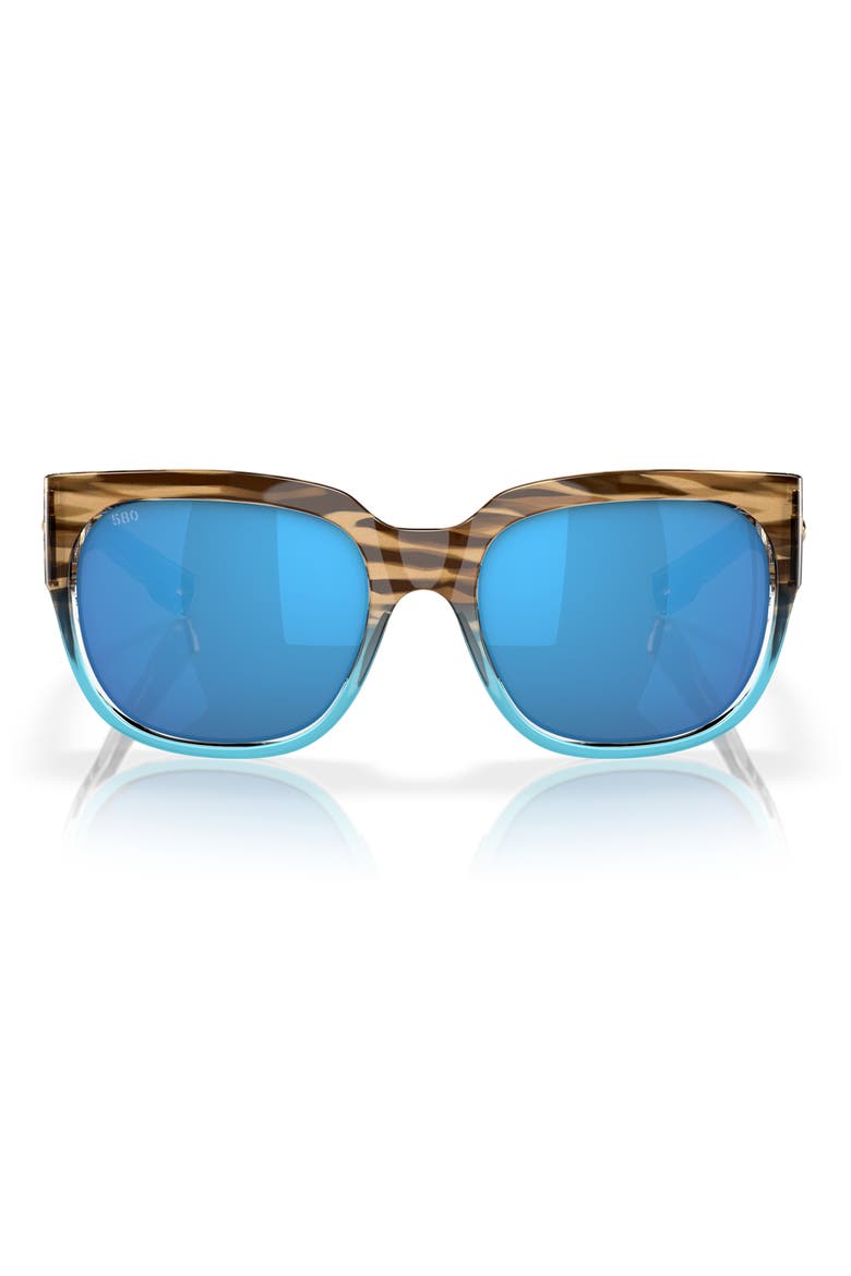 Waterwoman 55mm Mirrored Polarized Pillow Sunglasses, Main, color, BLUE MIRROR
