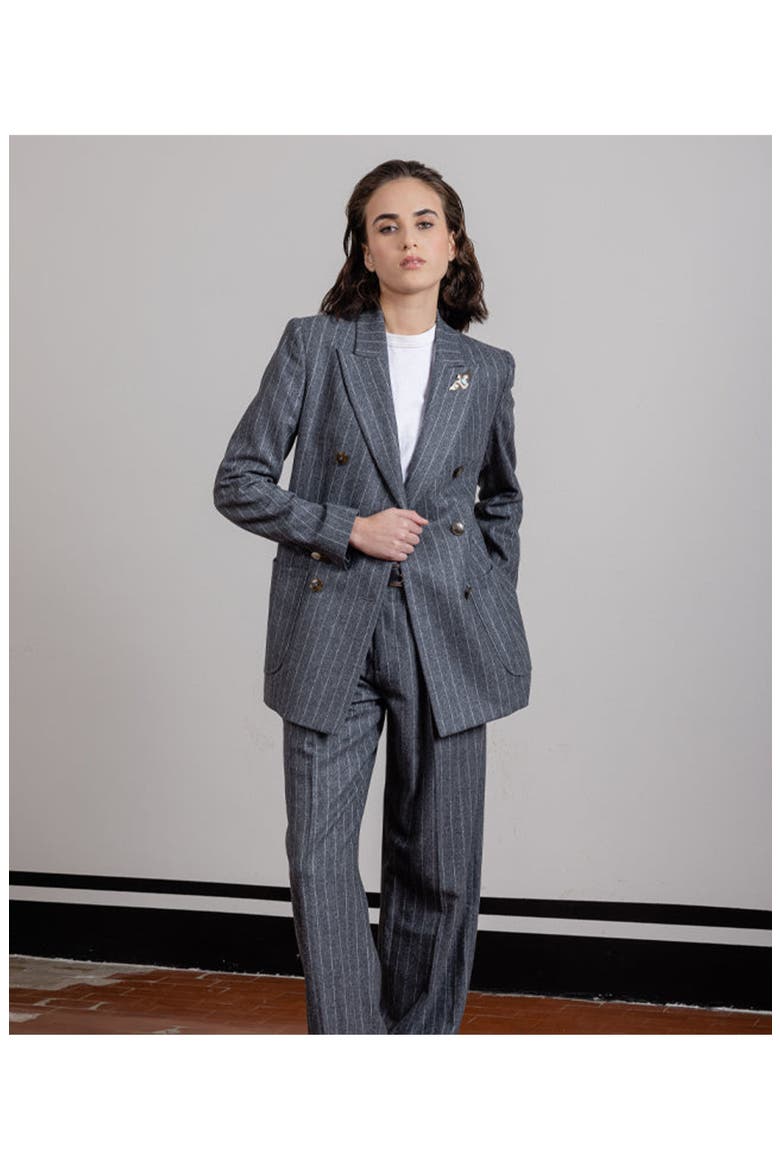 Jem Pinstripe Virgin Wool Pences Trousers, Alternate, color, MELANGE