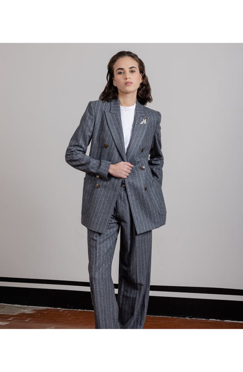 Fortela Jem Pinstripe Virgin Wool Pences Trousers, Alternate, color, Melange