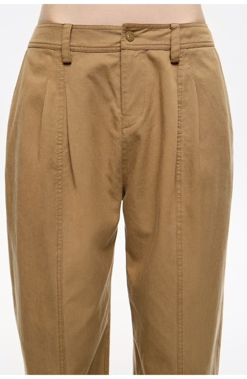 Bimba Y Lola Washed Cotton Darted Trousers In Brown