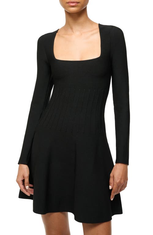 Staud Deora Embellished Waist Square-neck Mini Dress In Black