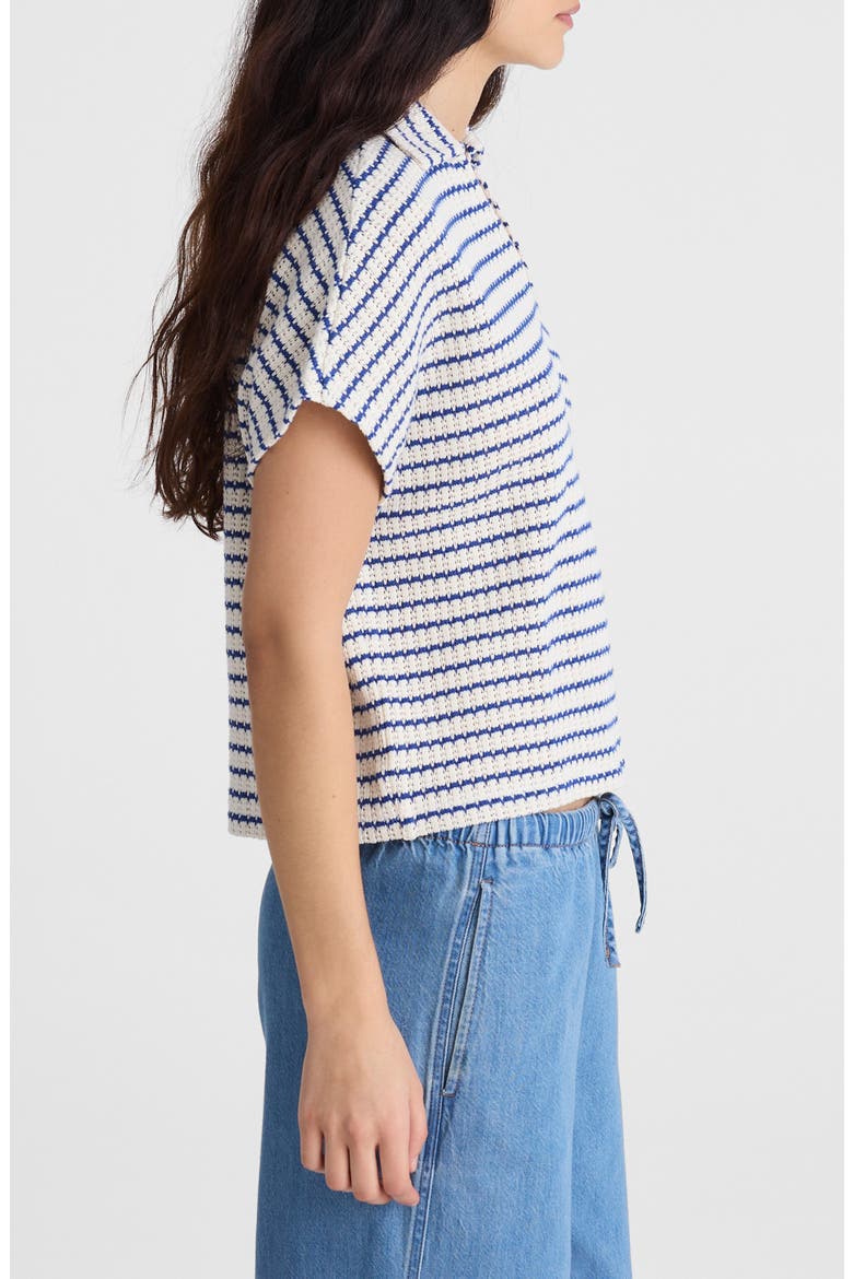 Textured Knit Johnny Collar Shirt, Alternate, color, TUCK STITCH STRIPE