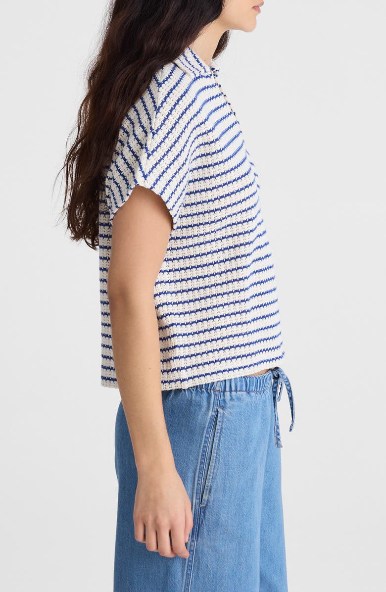 Madewell Textured Knit Johnny Collar Shirt, Alternate, color, Tuck Stitch Stripe