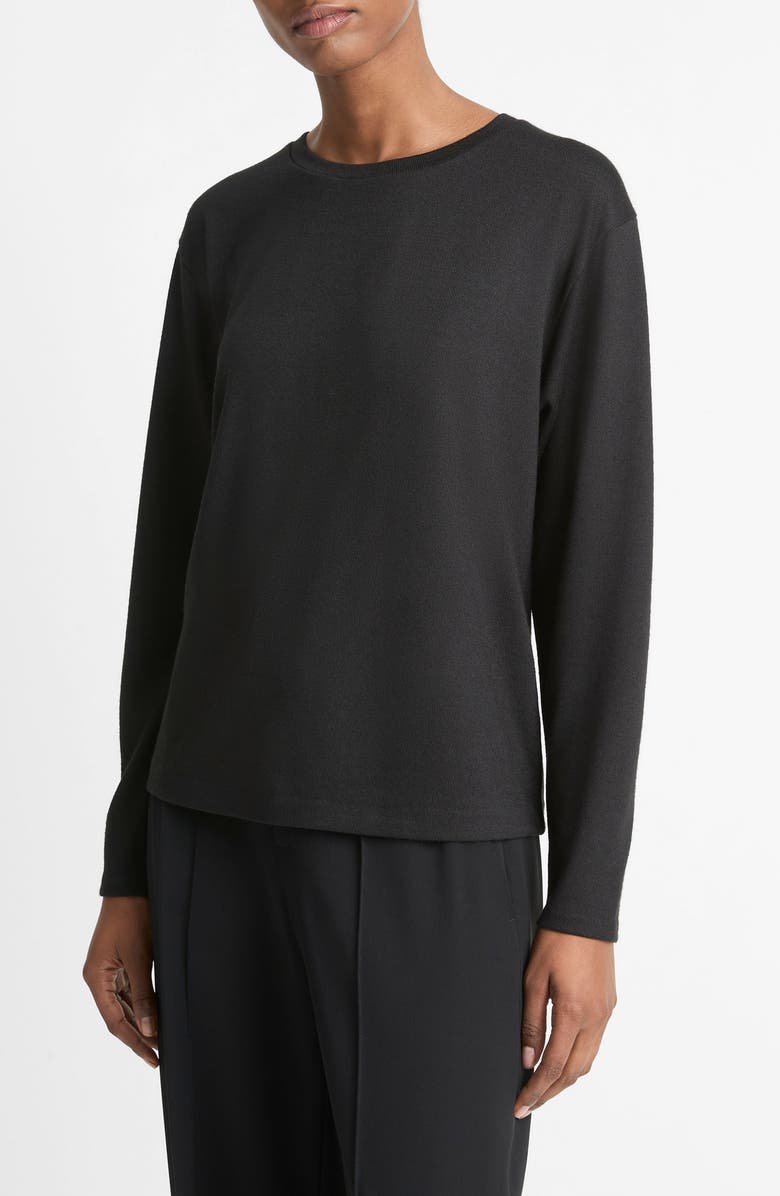 Vince Relaxed Long Sleeve Crewneck Top, Alternate, color, Black