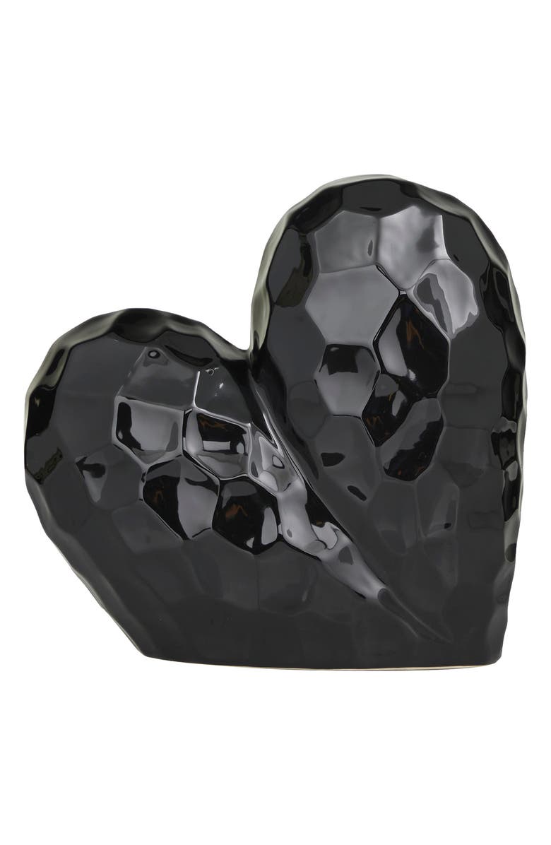 VIVIAN LUNE HOME Black Porcelain Heart Sculpture, Alternate, color, Black