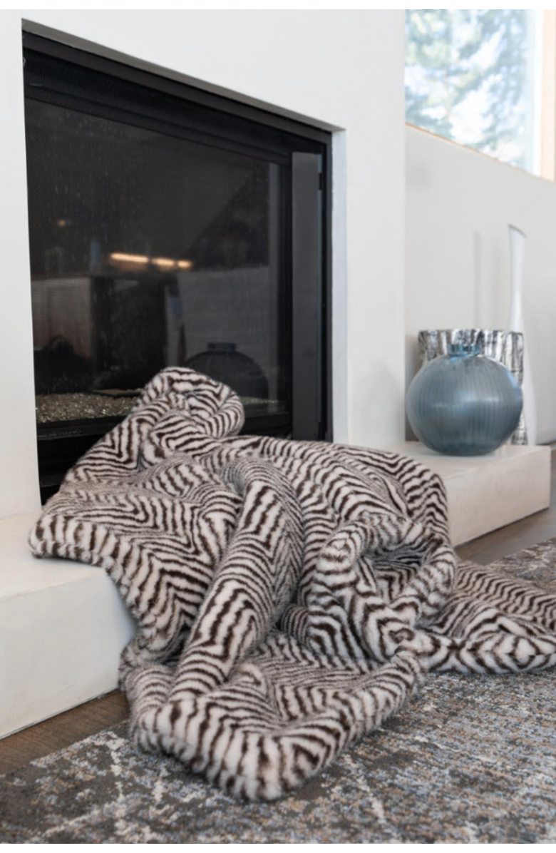 Sea To Me Blankets San Diego Safari Faux Fur Throw Blanket, Alternate, color, Zebra