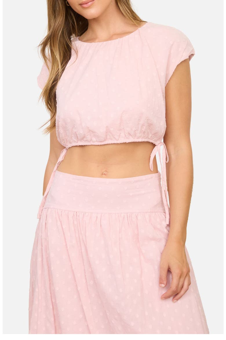 Side Tie Swiss Dot Crop Top, Main, color, PINK