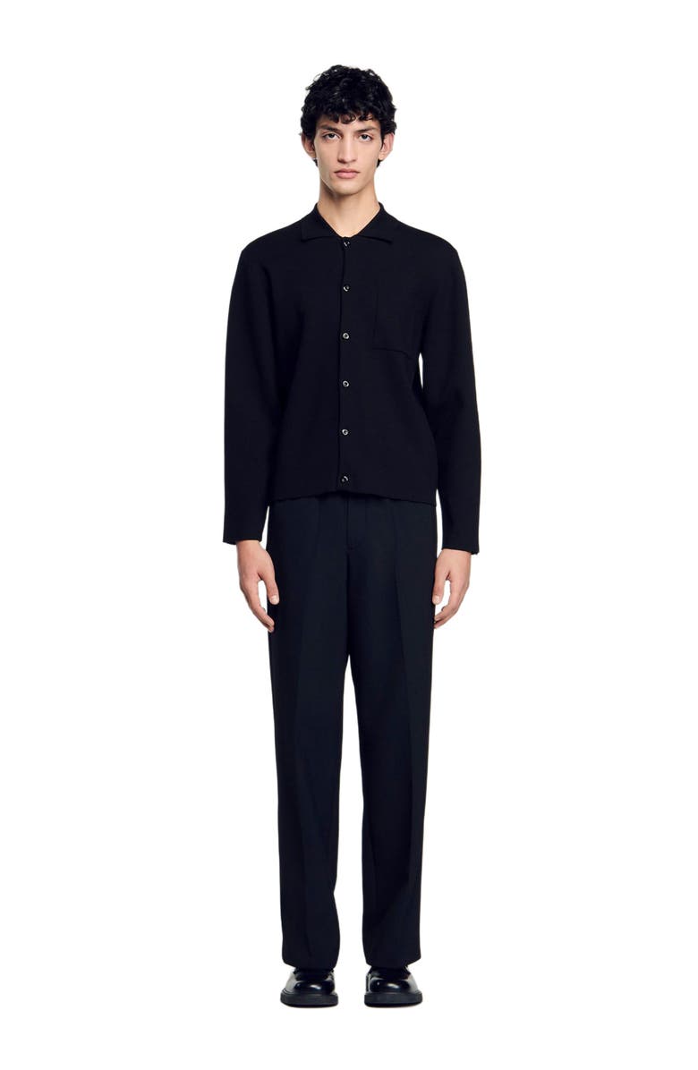 SANDRO Button-down cardigan, Alternate, color, Black