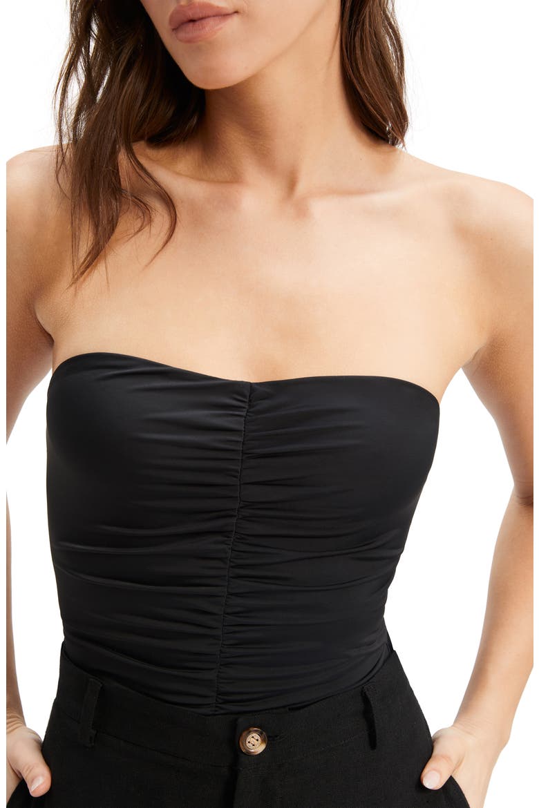Nyra Strapless Jersey Bodysuit, Alternate, color, BLACK