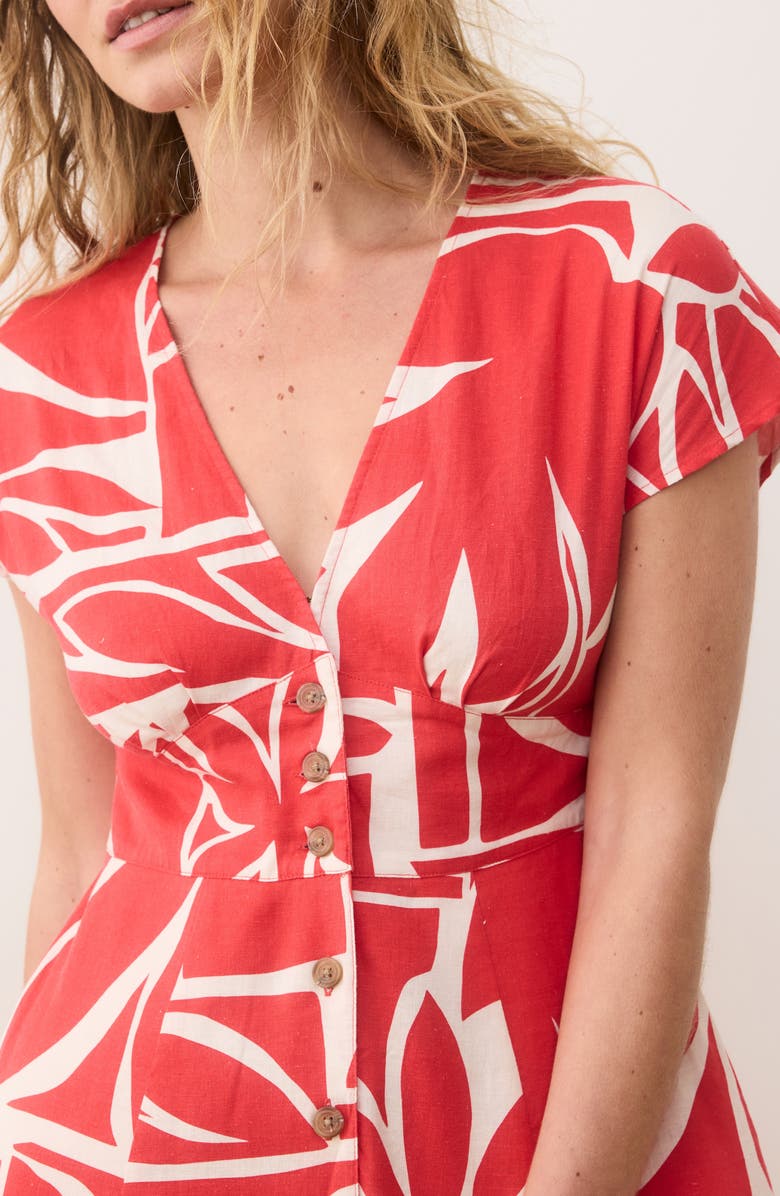 Marine Layer Camila Print Button Front Hemp Blend Minidress, Alternate, color, 