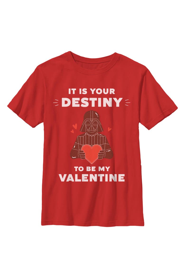Boys Star Wars It Is Your Destiny To Be My Valentine T Shirt, Main, color, Red