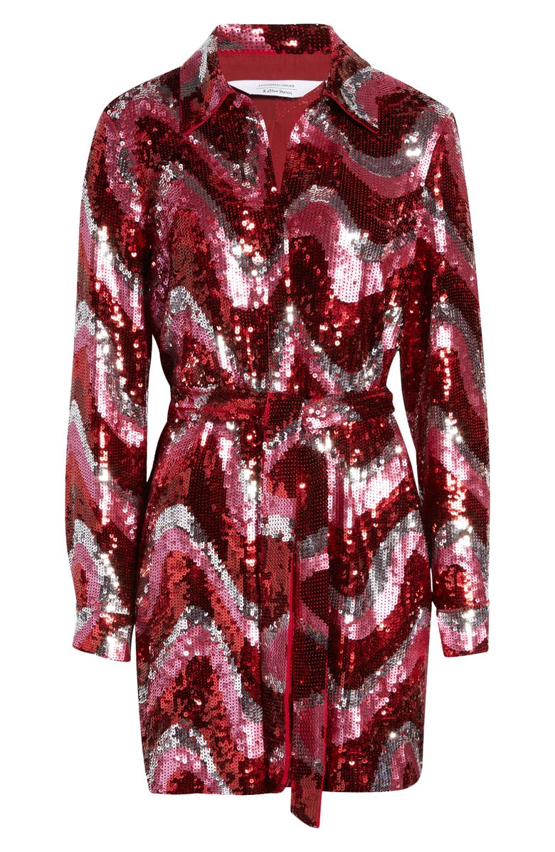 & Other Stories Sequin Swirl Shirtdress, Alternate, color, 