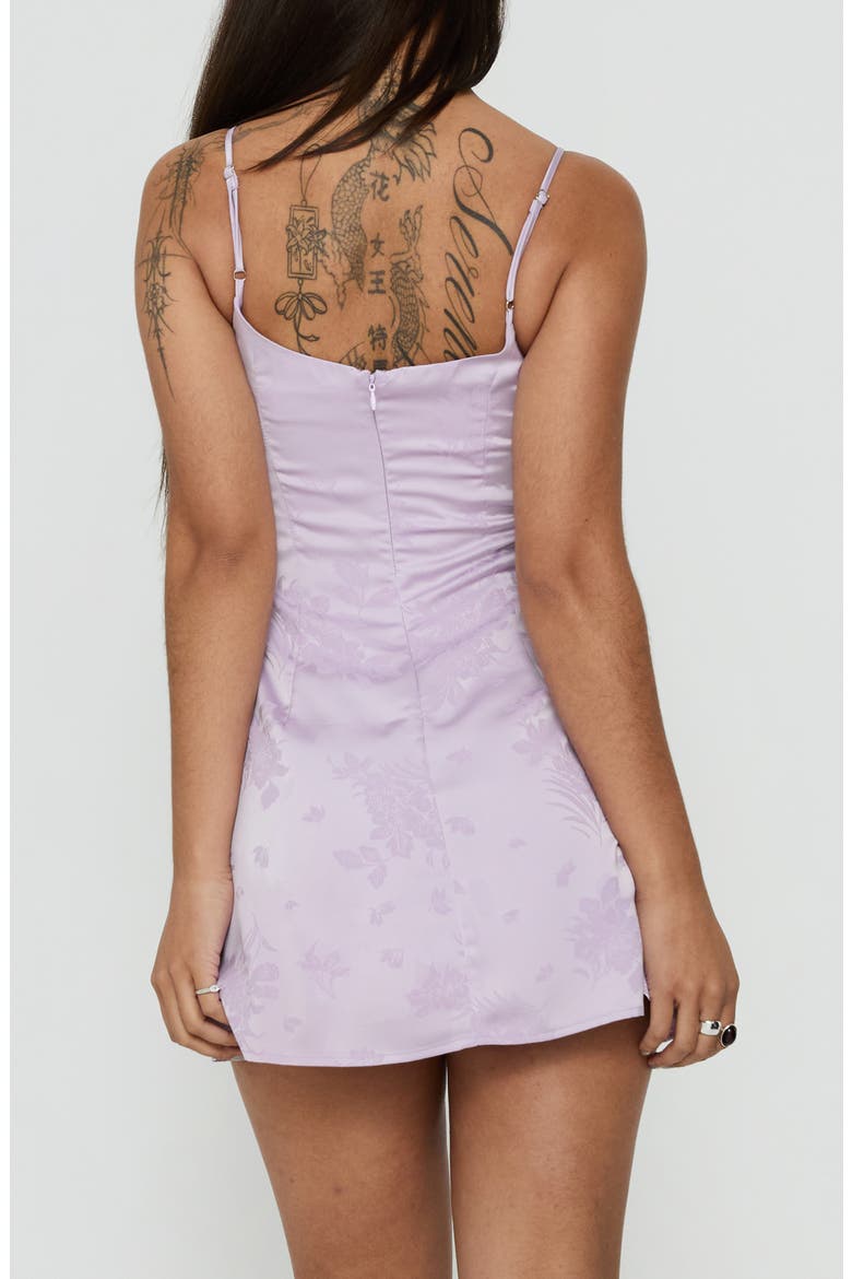 Powell Cutout Floral Satin Minidress, Alternate, color, LILAC