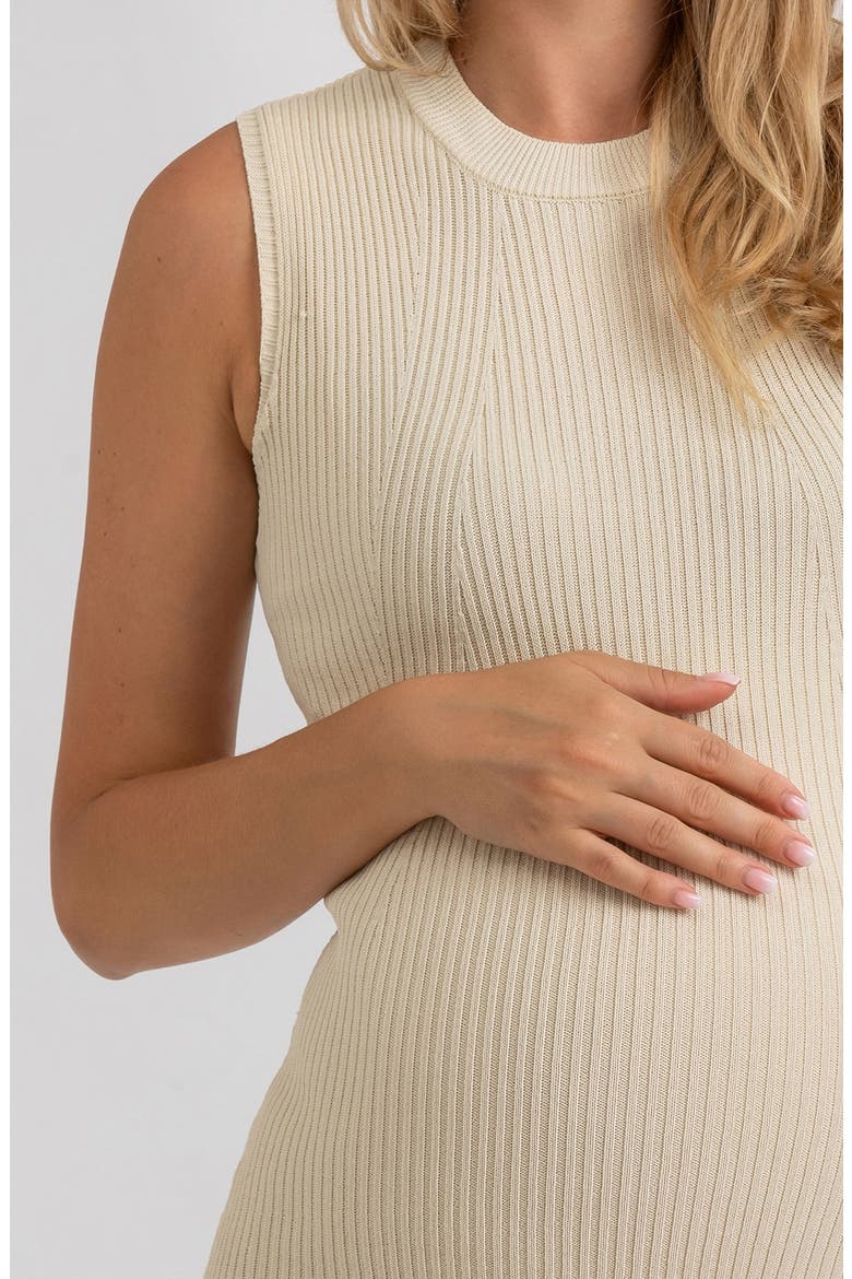 Rib Crewneck Maternity Sweater Midi Dress, Alternate, color, WHITE