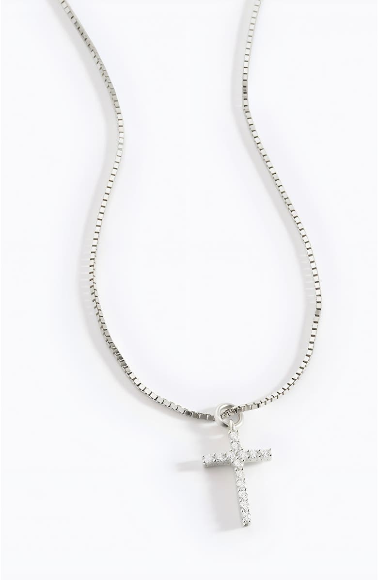 Mint & Lily Pave Cross Necklace, Main, color, 925 Sterling Silver