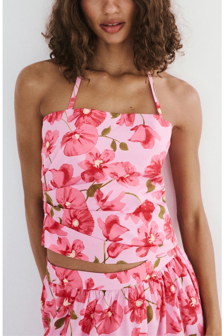 Floral Halter Neck Top, Main, color, PINK