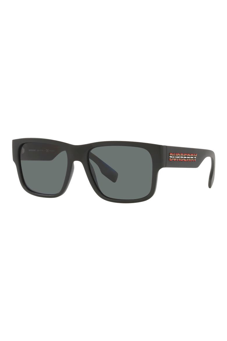 57mm Polarized Square Sunglasses, Alternate, color, BLACK