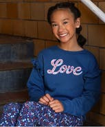 Lands' End Girls Long Sleeve Ruffle Sweatshirt