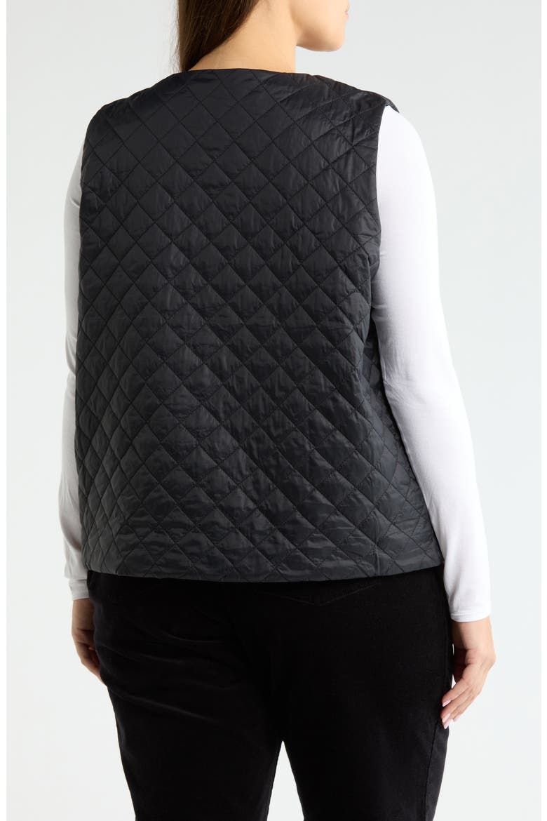 Diamond Quilted Recycled Nylon Vest, Alternate, color, BLACK