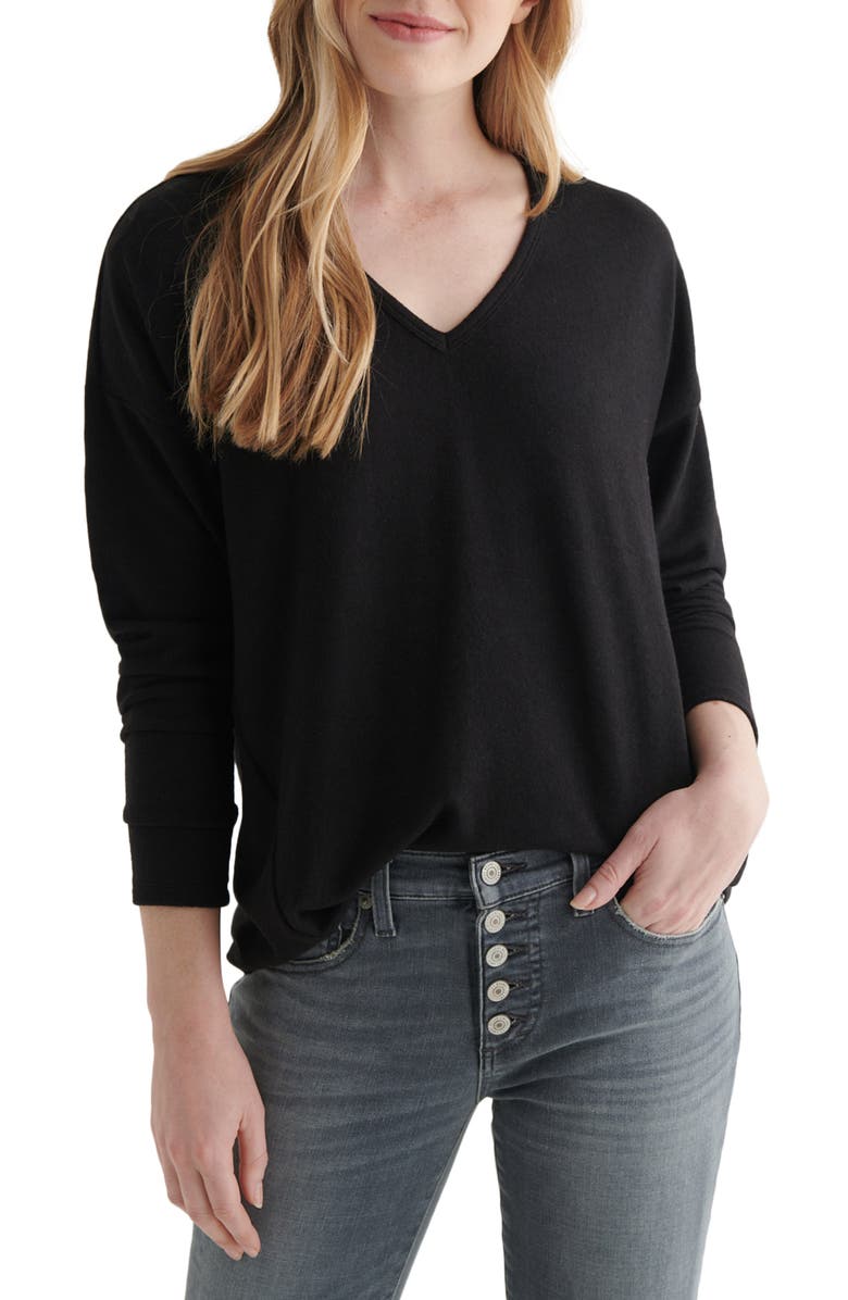 Lucky Brand Hacci V-Neck Top, Main, color,