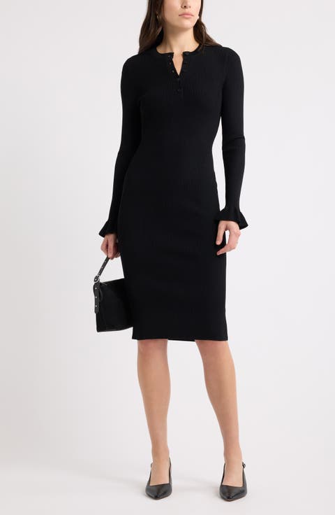 Striped Henley Sweater Dress
