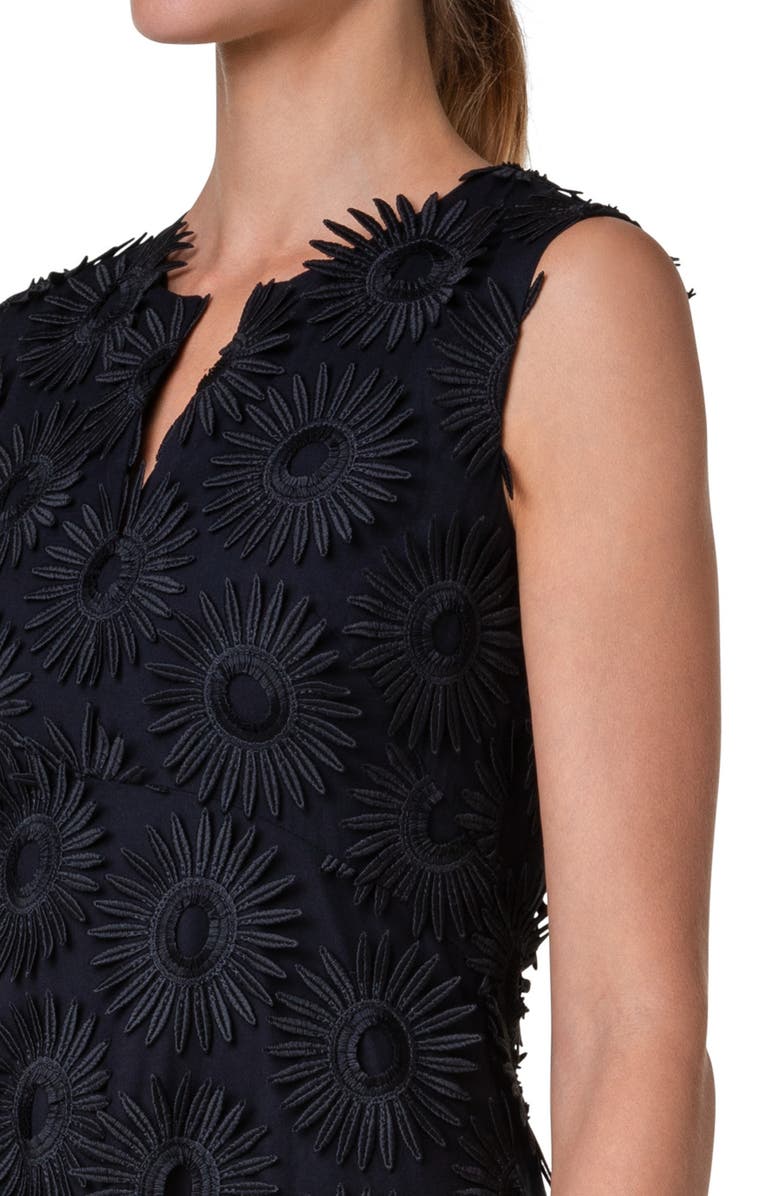 Akris punto Hello Sunshine Embroidered Floral Appliqué Cotton Midi Dress, Alternate, color, 