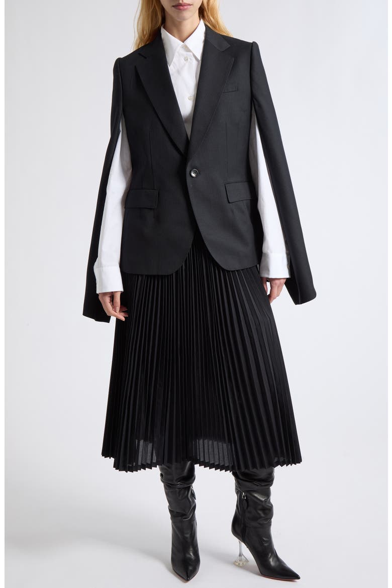Pinstripe Pleated Midi Skirt, Alternate, color, BLACK/ GREY
