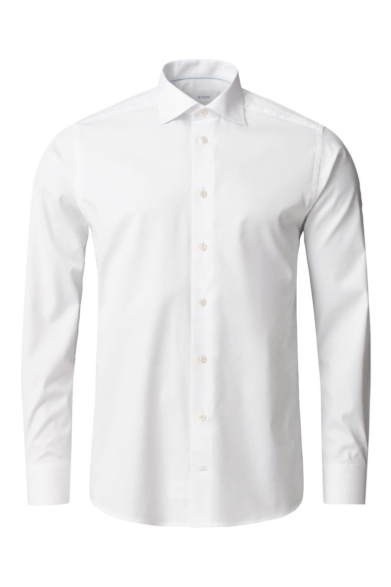 Contemporary Fit Solid Cotton Dress Shirt, Alternate, color, WHITE