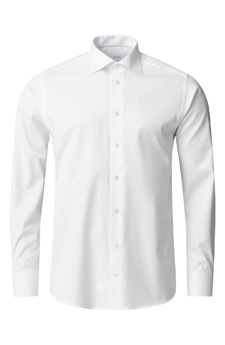Eton Contemporary Fit Solid Cotton Dress Shirt, Alternate, color, White